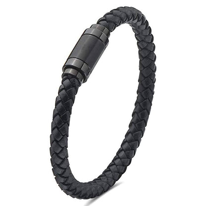 Jarrix Steel Men's Bracelet Leather Stainless Steel Magnetic Closure