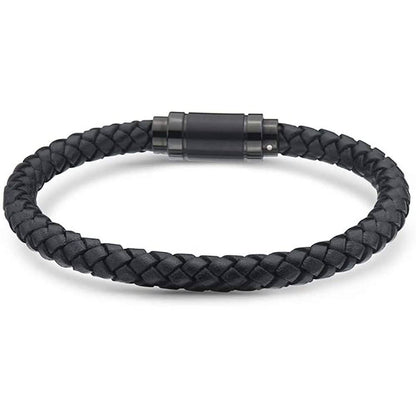 Jarrix Steel Men's Bracelet Leather Stainless Steel Magnetic Closure