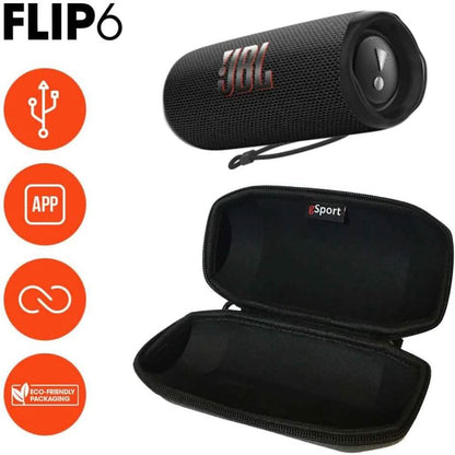 JBL FLIP 6 Waterproof Portable Speaker Bundle with gSport Carbon Fiber Case (Black)  (Refurbished)
