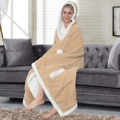 Jellie Cozy and Ultra Plush Sherpa Hoodie Throw