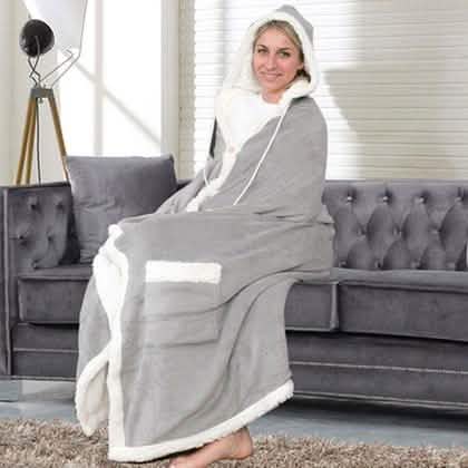 Jellie Cozy and Ultra Plush Sherpa Hoodie Throw