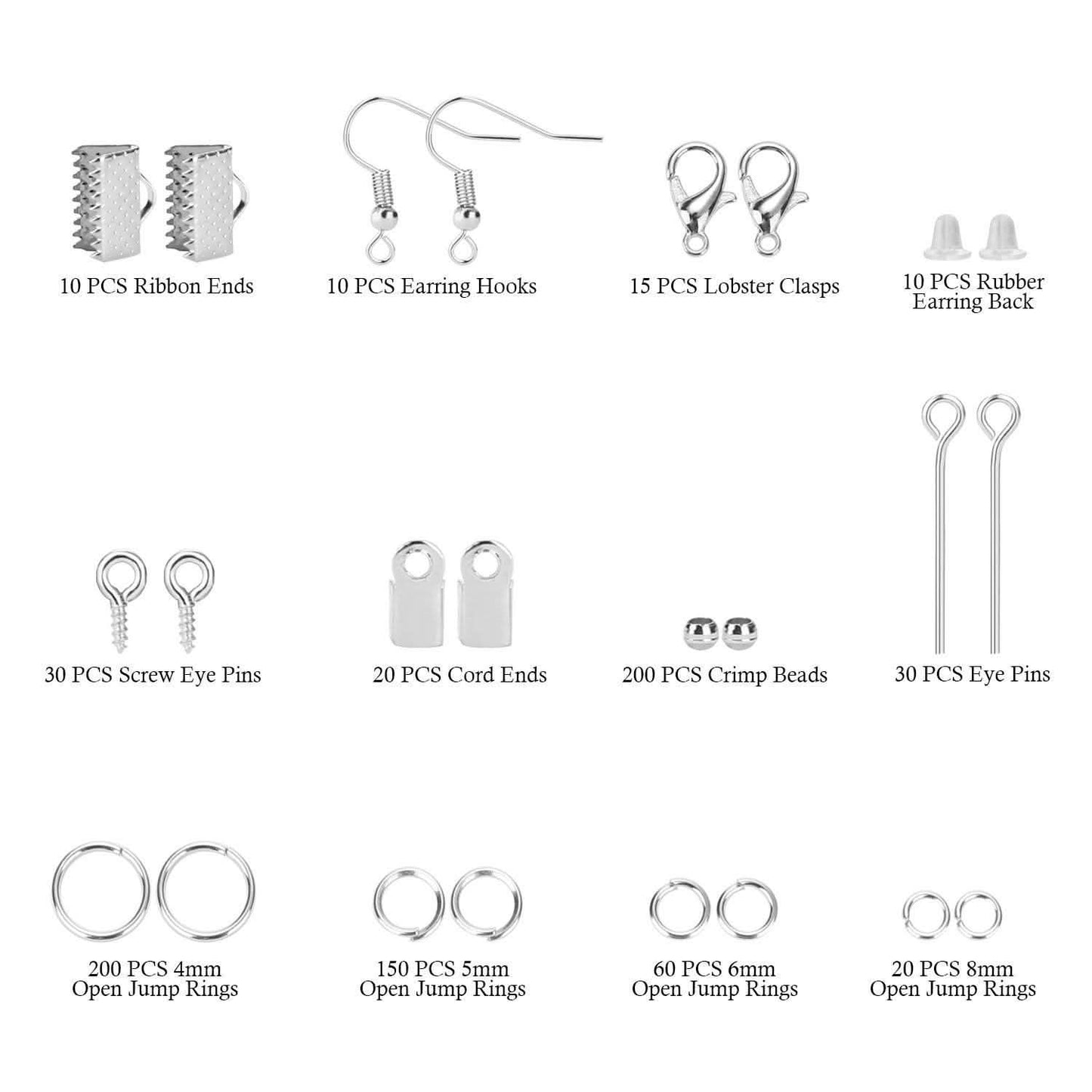 Jewelry Making Supplies Finding Kit Pliers Ribbon Ends Eye Pins Earring Hooks for DIY Craft