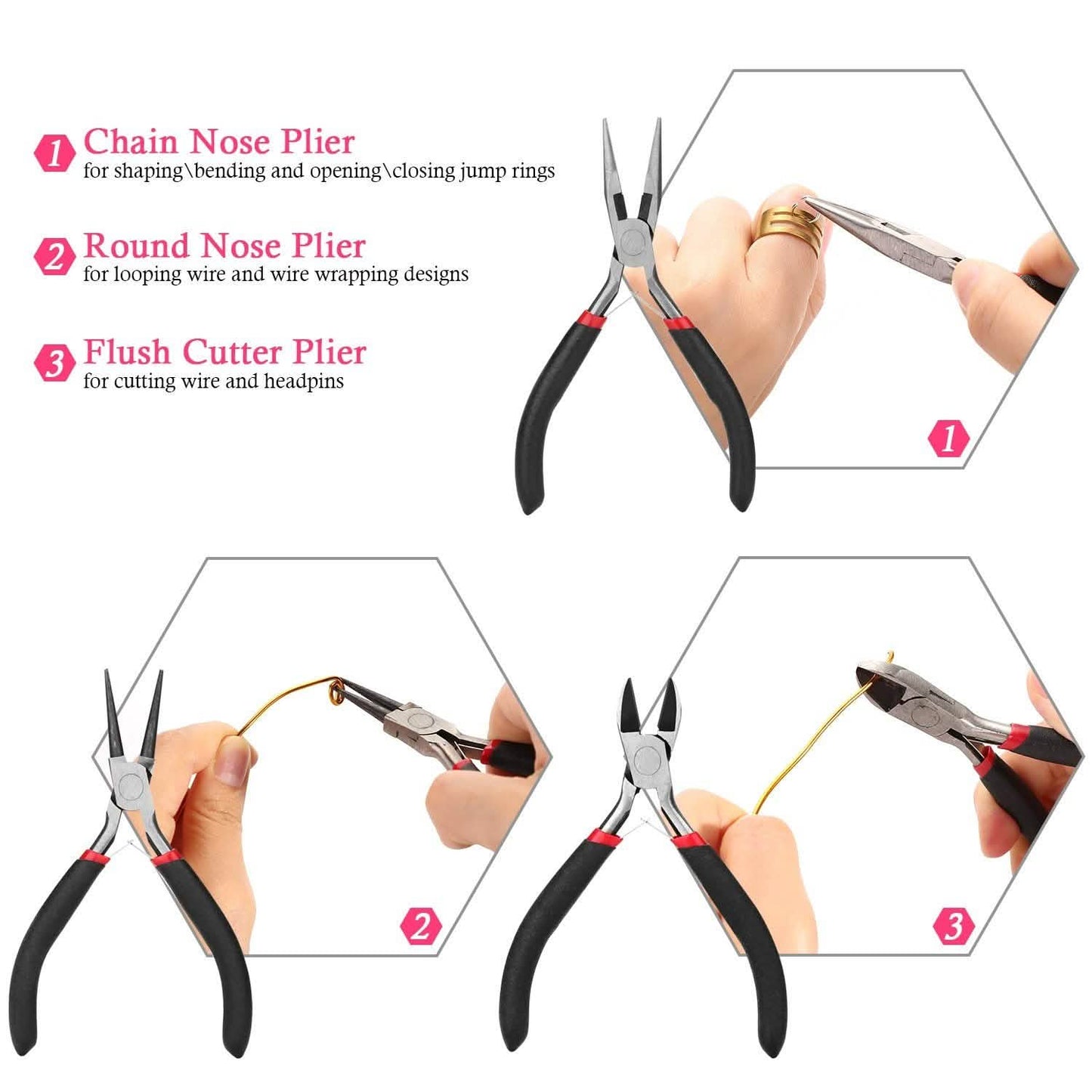 Jewelry Making Supplies Finding Kit Pliers Ribbon Ends Eye Pins Earring Hooks for DIY Craft
