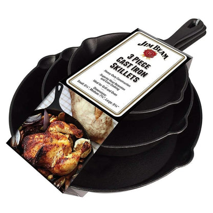 Jim Beam 3-Piece Cast Iron Skillets