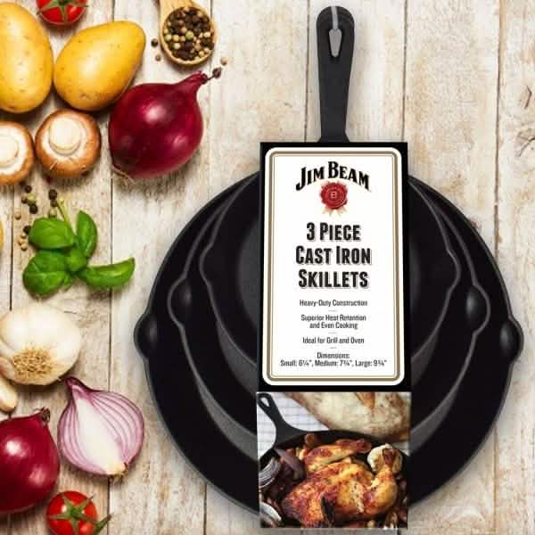 Jim Beam 3-Piece Cast Iron Skillets