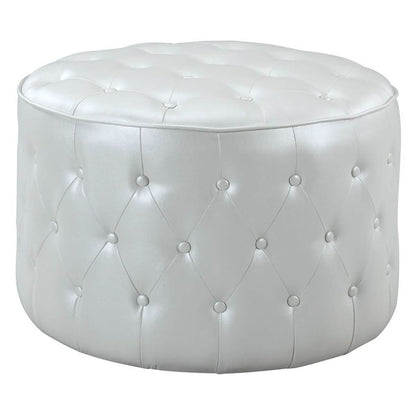 Jimmy Ottoman Button Tufted PU Leather Upholstered Round Pouf
