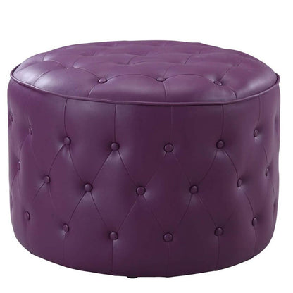 Jimmy Ottoman Button Tufted PU Leather Upholstered Round Pouf