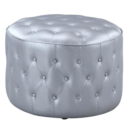 Jimmy Ottoman Button Tufted PU Leather Upholstered Round Pouf