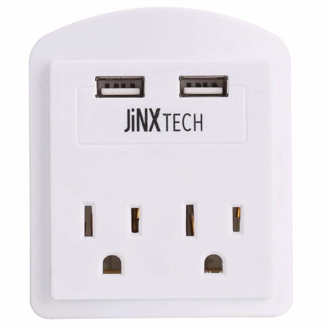 JinxTech 2-Outlet Wall Tap with Dual USB