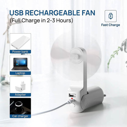 JISULIFE 3-in-1 Portable Small Pocket Fan with Power Bank