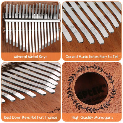 Kalimba 17 Keys Thumb Piano with Tuning Hammer and Bag