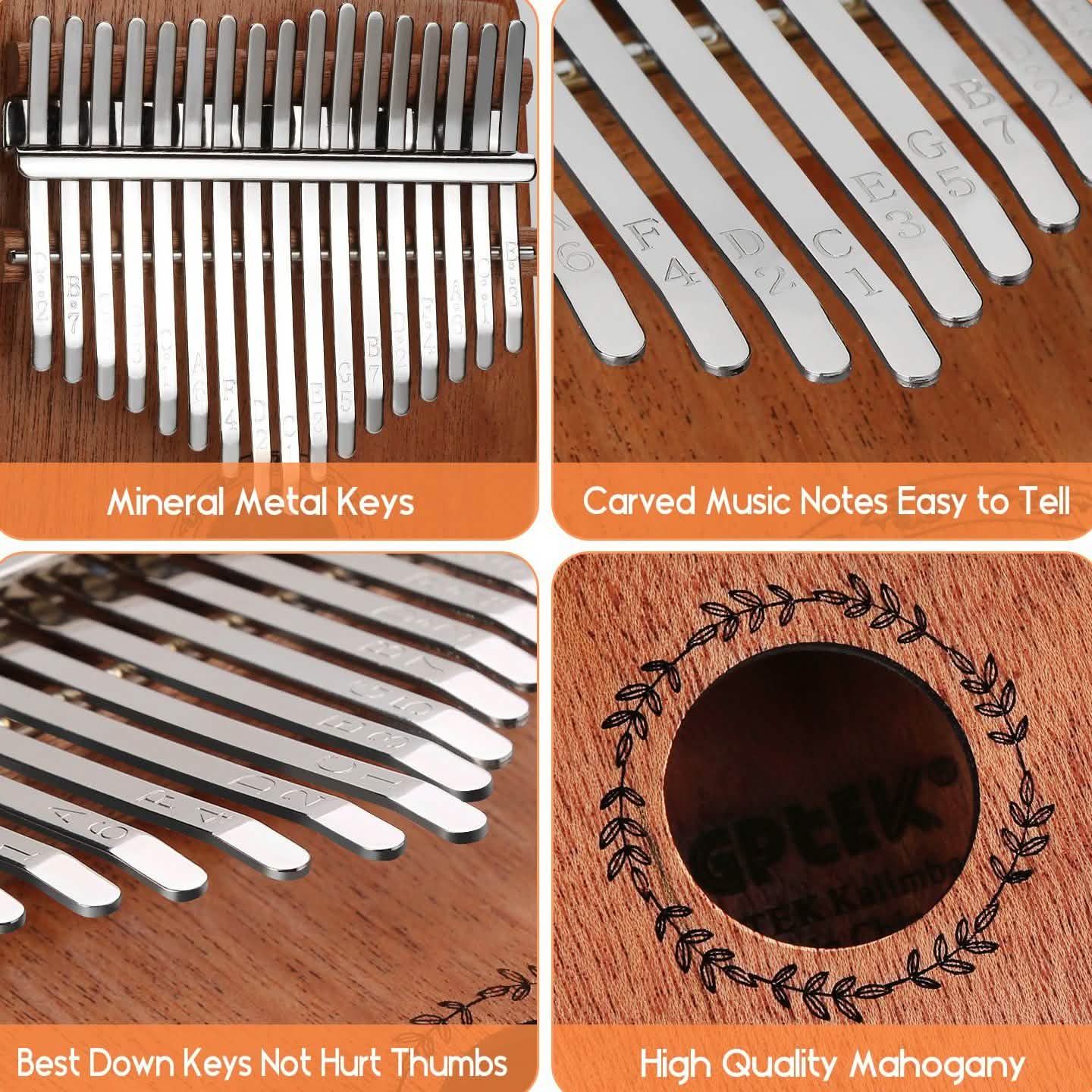 Kalimba 17 Keys Thumb Piano with Tuning Hammer