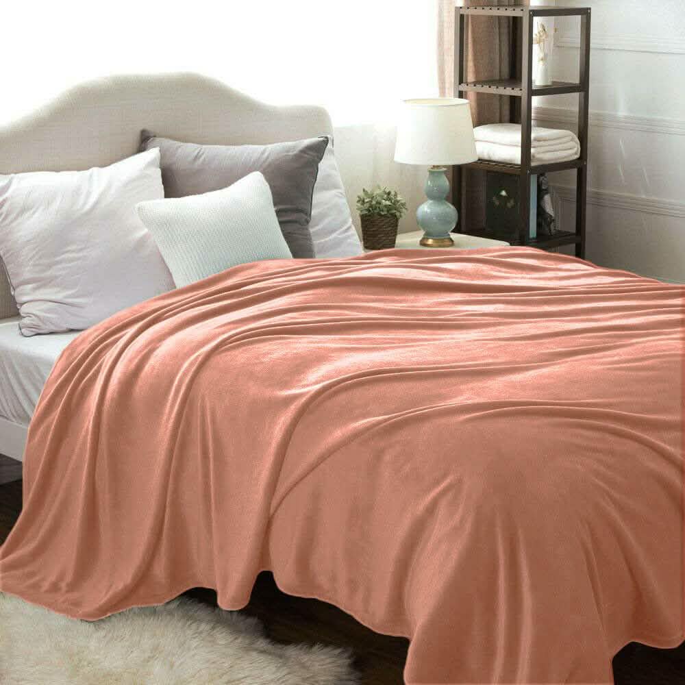 Kathy Ireland Flannel Solid Microplush Bed Blankets