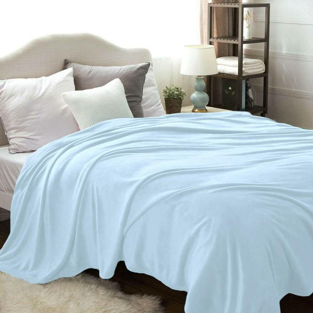 Kathy Ireland Flannel Solid Microplush Bed Blankets