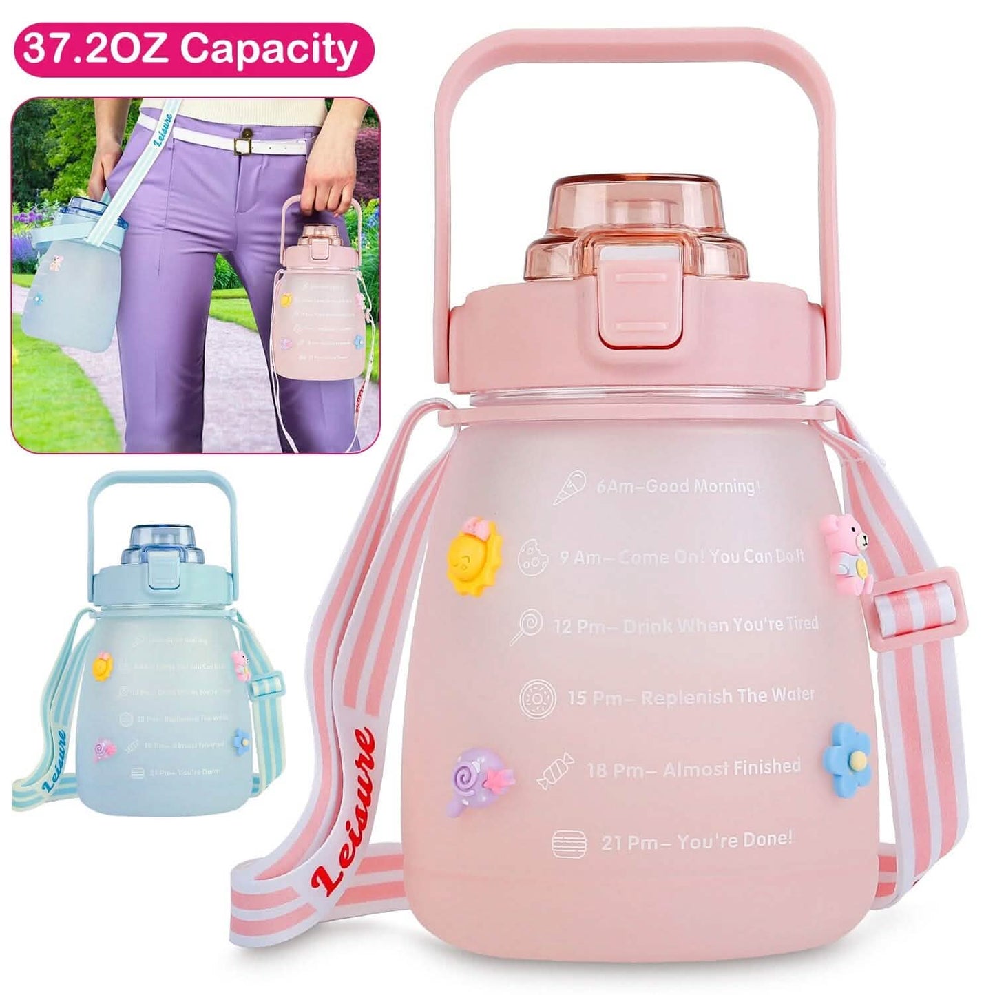 Kawaii Water Bottle with Straw