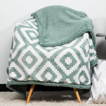 Kensie Super-Soft Reversible Sherpa Fleece Throw Blanket