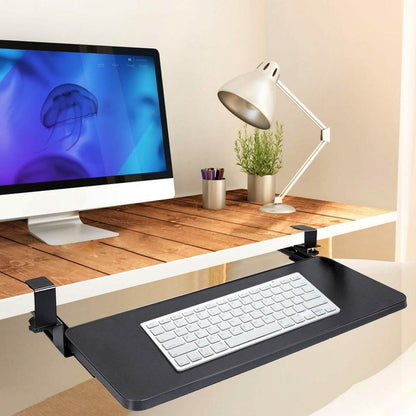 Keyboard Mouse Tray Under Desk Retractable Slide Out Drawer with C Clamp