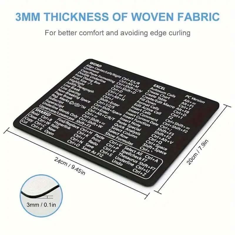 Keyboard Shortcuts Mouse Pad for Microsoft Word and Excel (PC Windows)