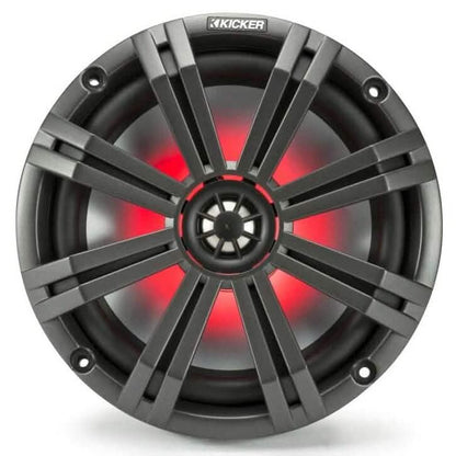 KICKER Pair 45KM84L 8" 600 Watt Marine Boat Waterproof Speakers w/LED's KM8  (Refurbished)