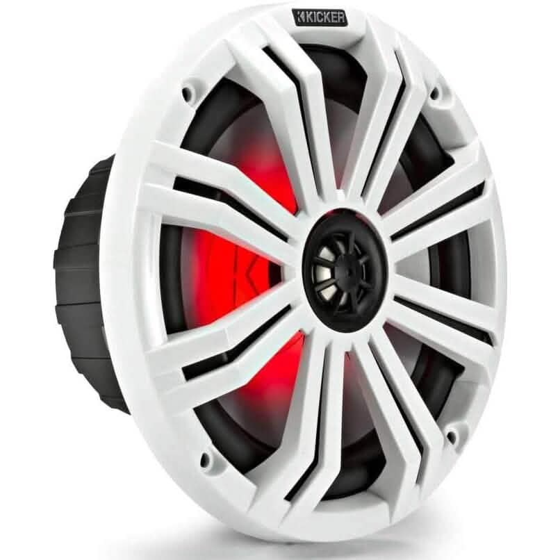 KICKER Pair 45KM84L 8" 600 Watt Marine Boat Waterproof Speakers w/LED's KM8  (Refurbished)