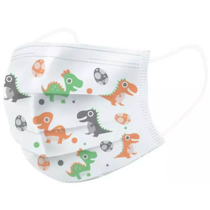 Kids 3-Ply Disposable Dinosaur Face Masks