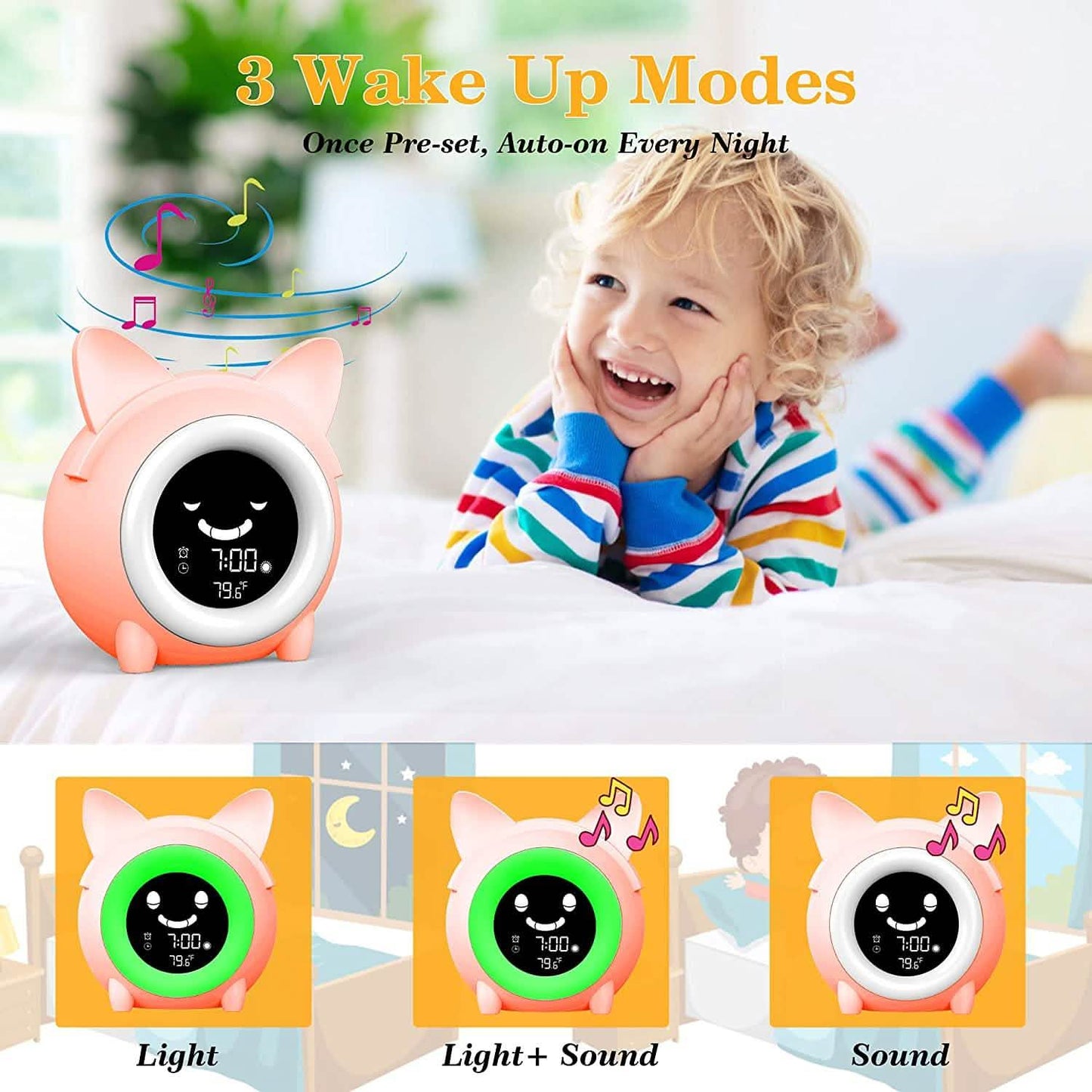Kids Digital Alarm Clock with Night Light