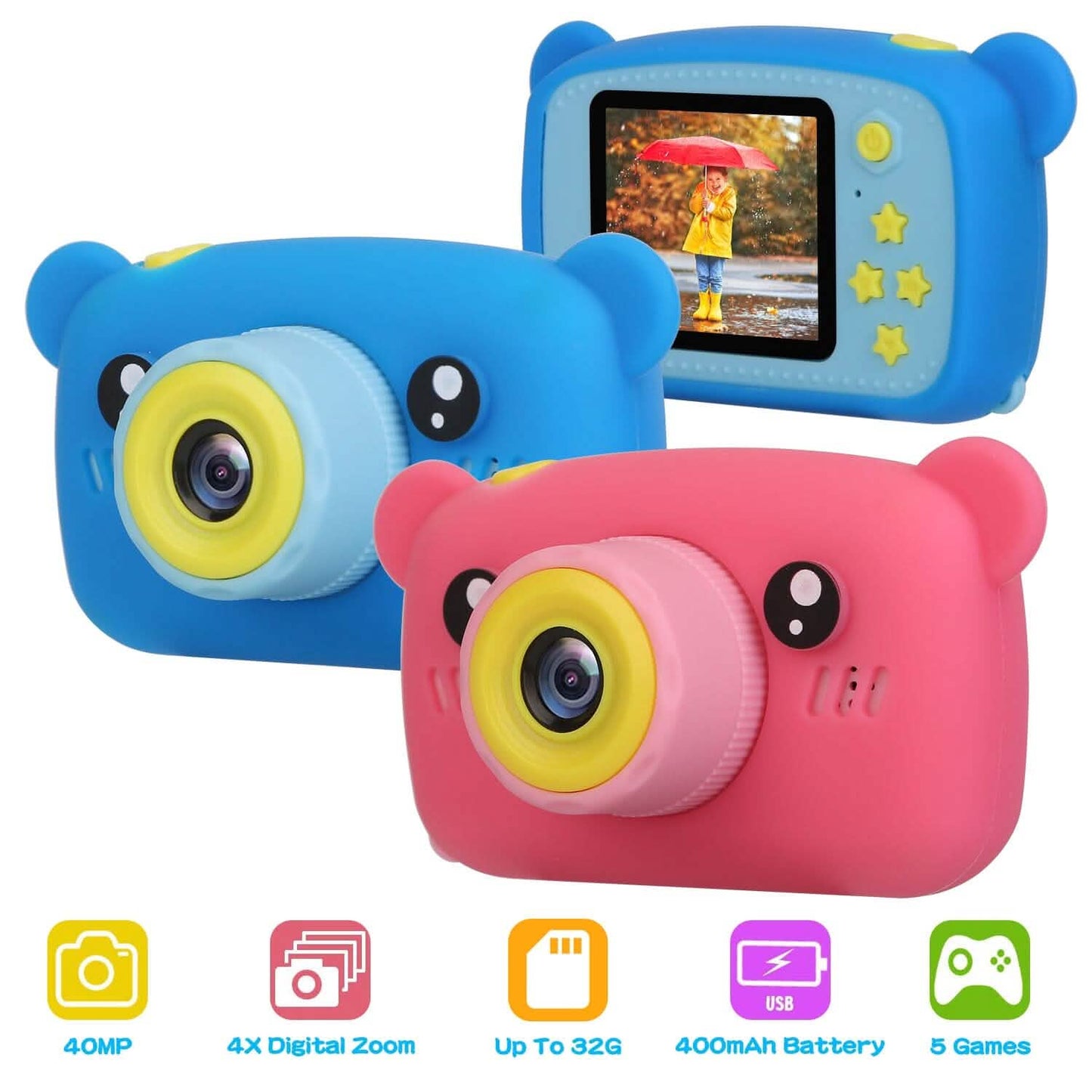 Kids Digital Camera with 2" Screen 4x Digital Zoom