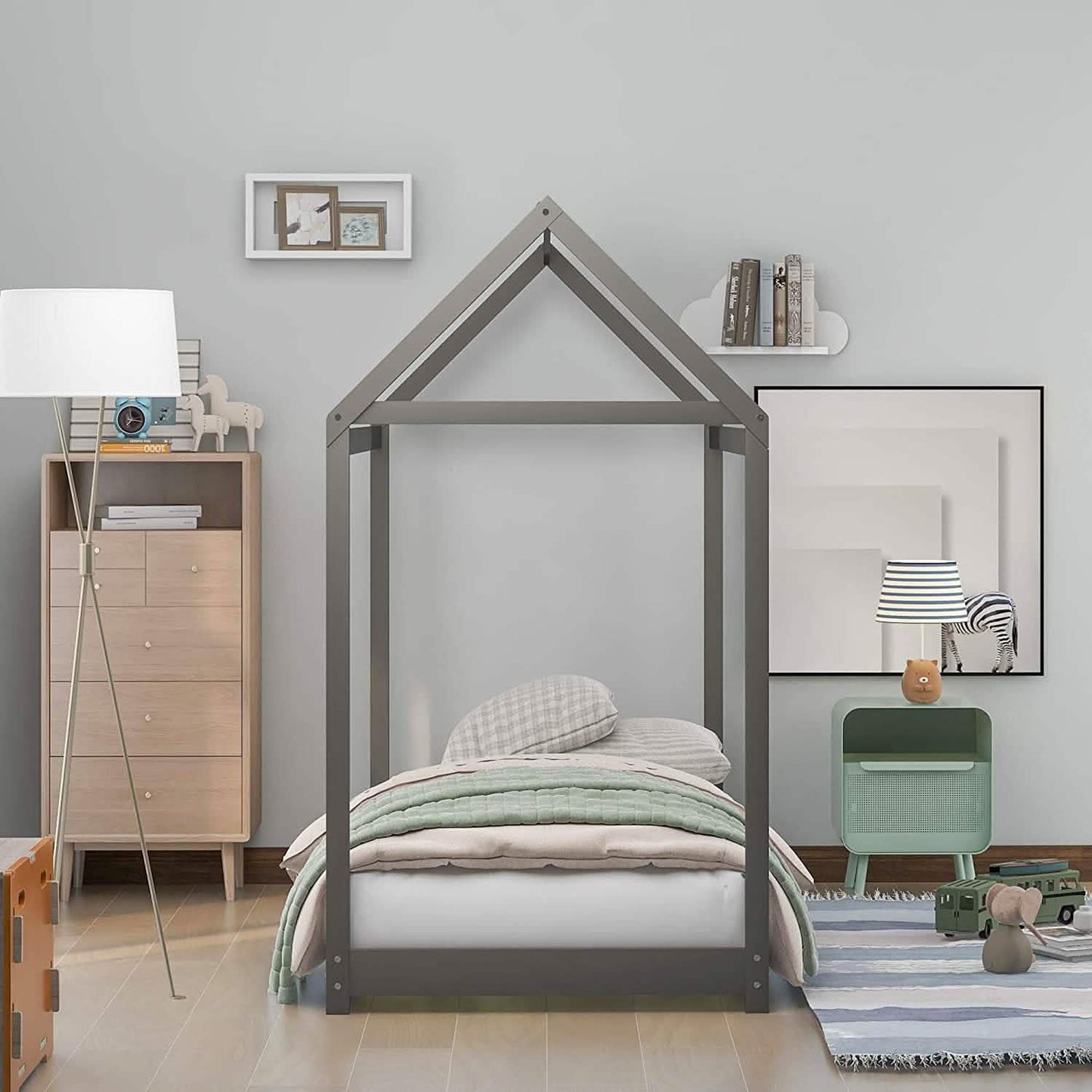 Kids House Bed Frame Twin Floor Bed