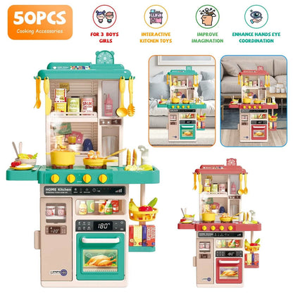 Kids Kitchen Play Set Interactive Pretend Kitchen Toys Cookware
