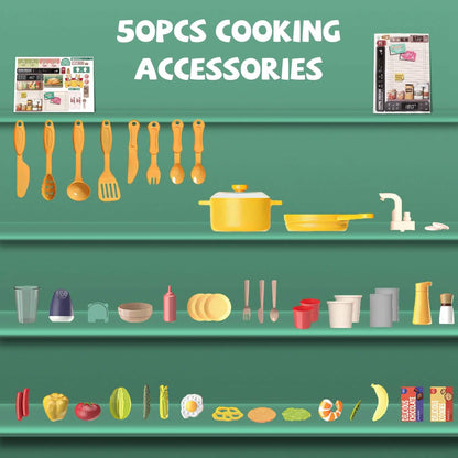 Kids Kitchen Play Set Interactive Pretend Kitchen Toys Cookware