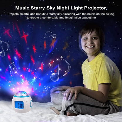 Kids Music Star Sky LED Projection Lamp Digital Alarm Clock