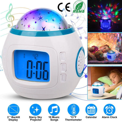 Kids Music Star Sky LED Projection Lamp Digital Alarm Clock