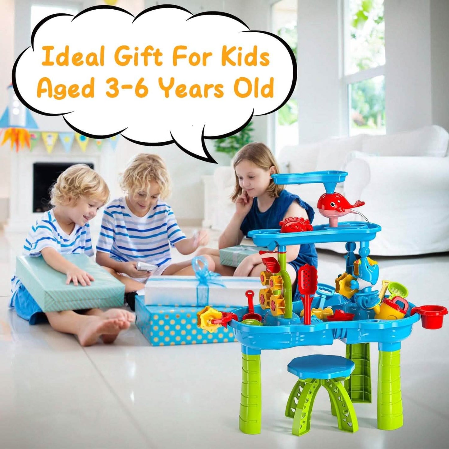 Kids Sand Water Table for 3-6 Years Old Sensory Exercise Friendship Building