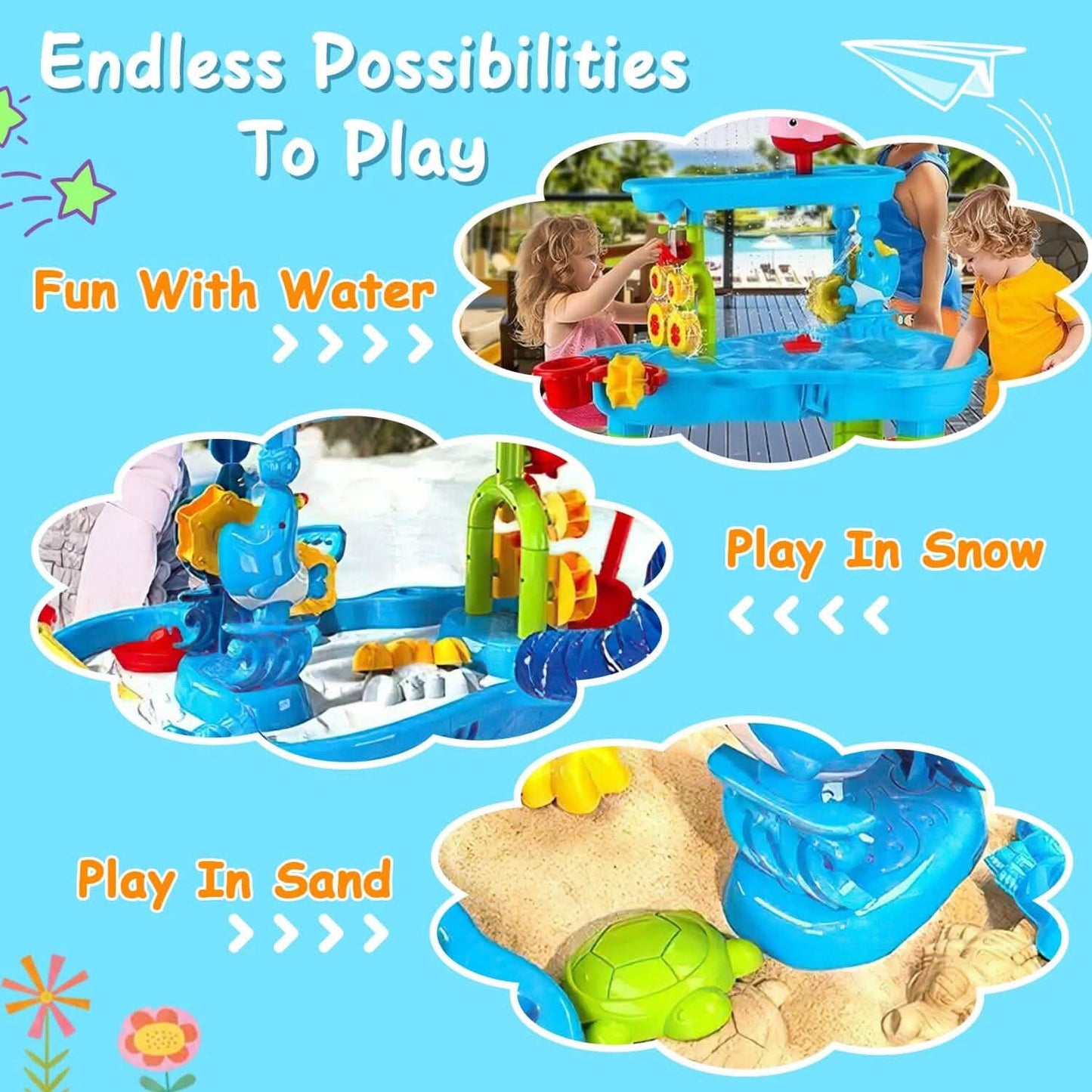 Kids Sand Water Table for 3-6 Years Old Sensory Exercise Friendship Building