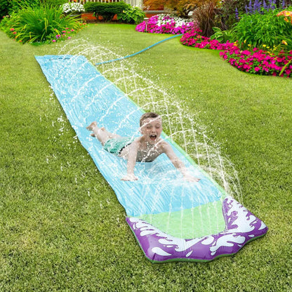 Kids Single Water Slide Lawn Surfing Racing Lane Slip Splash Spray Sprinkler