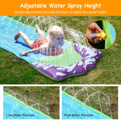 Kids Single Water Slide Lawn Surfing Racing Lane Slip Splash Spray Sprinkler