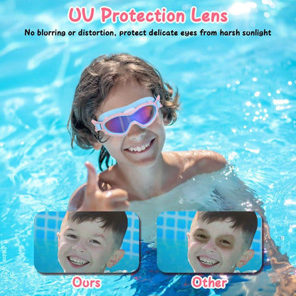 Kids Swim Goggles with Ear Plugs UV Protection Anti-Fog Leak Proof