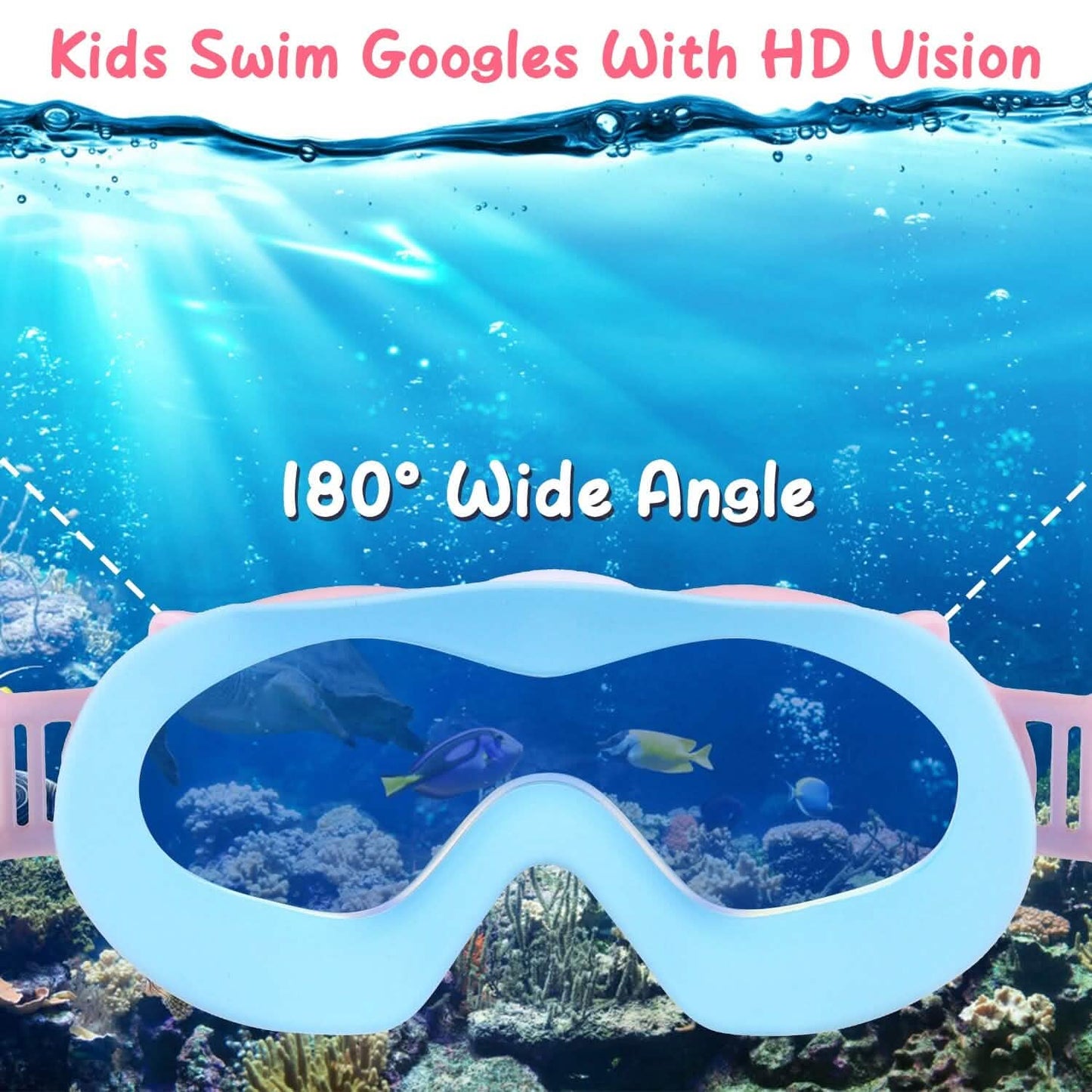 Kids Swim Goggles with Ear Plugs UV Protection Anti-Fog Leak Proof