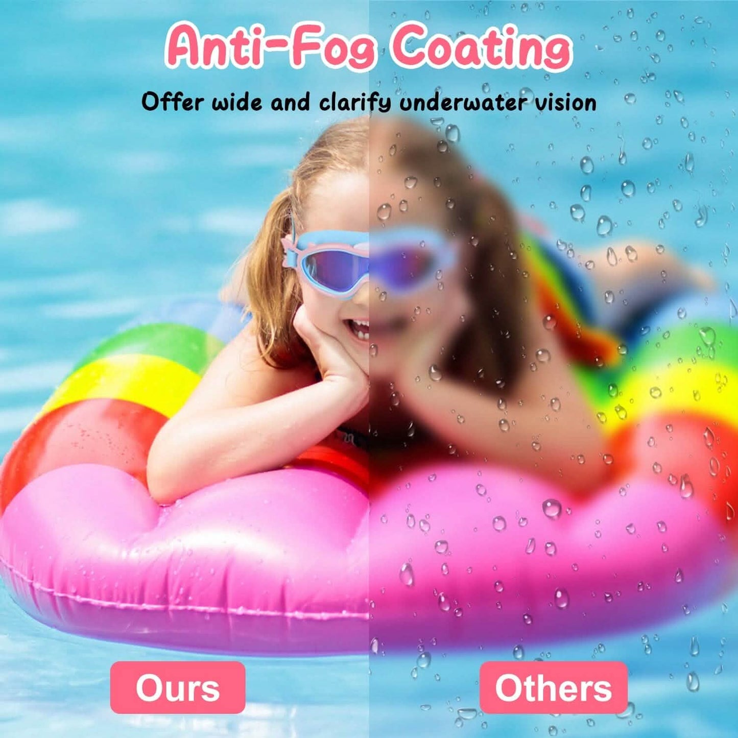 Kids Swim Goggles with Ear Plugs UV Protection Anti-Fog Leak Proof