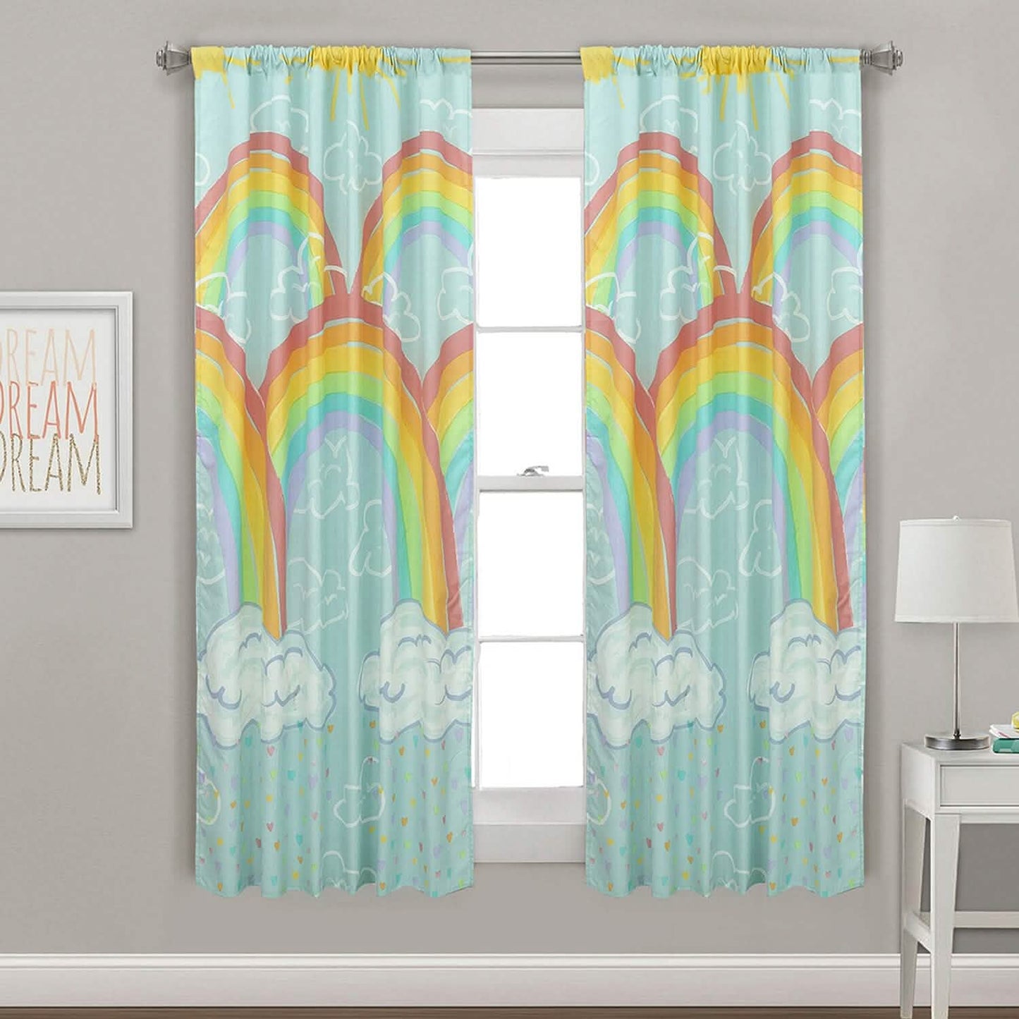 Kidz Mix Rainbow Clouds Window Panel Pair