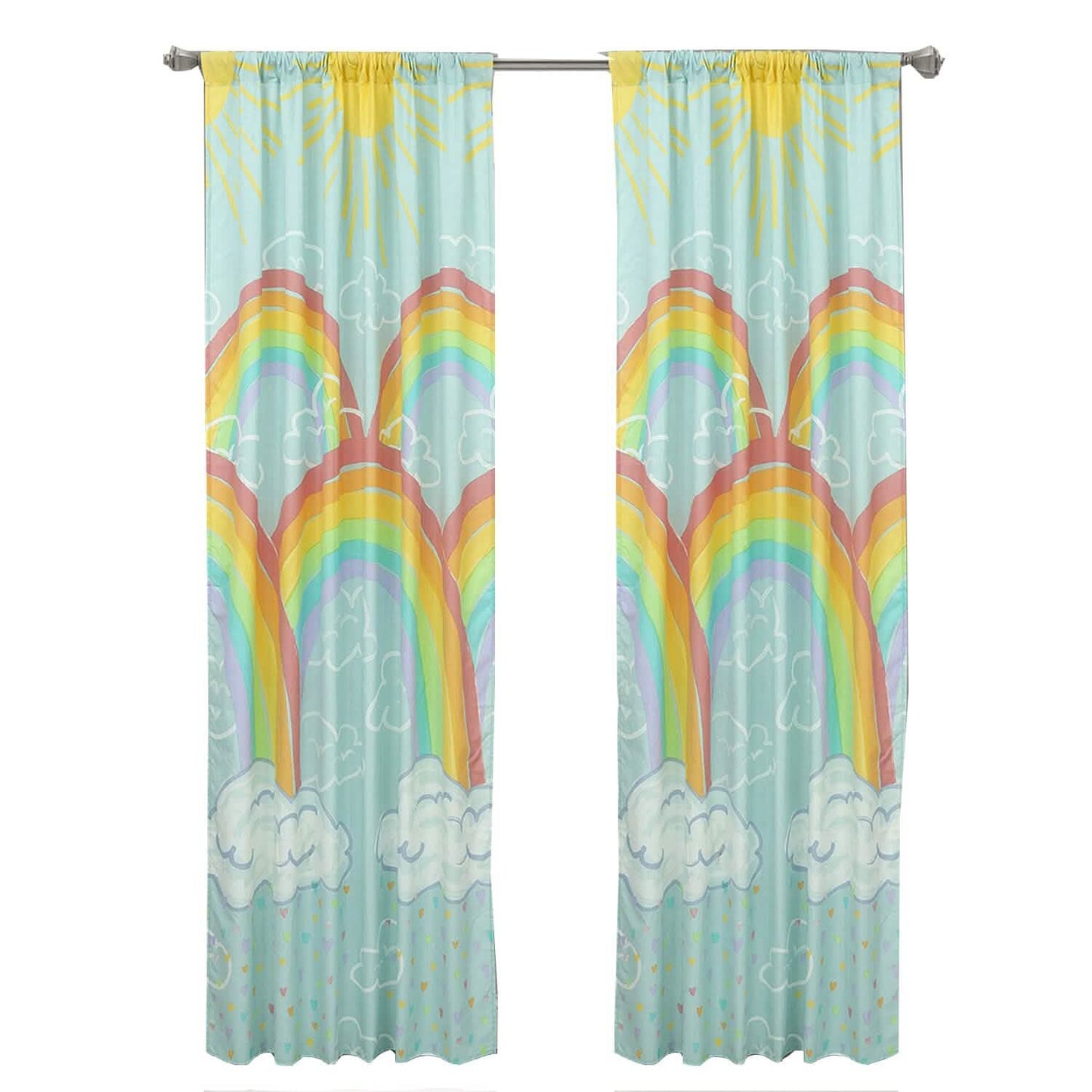 Kidz Mix Rainbow Clouds Window Panel Pair