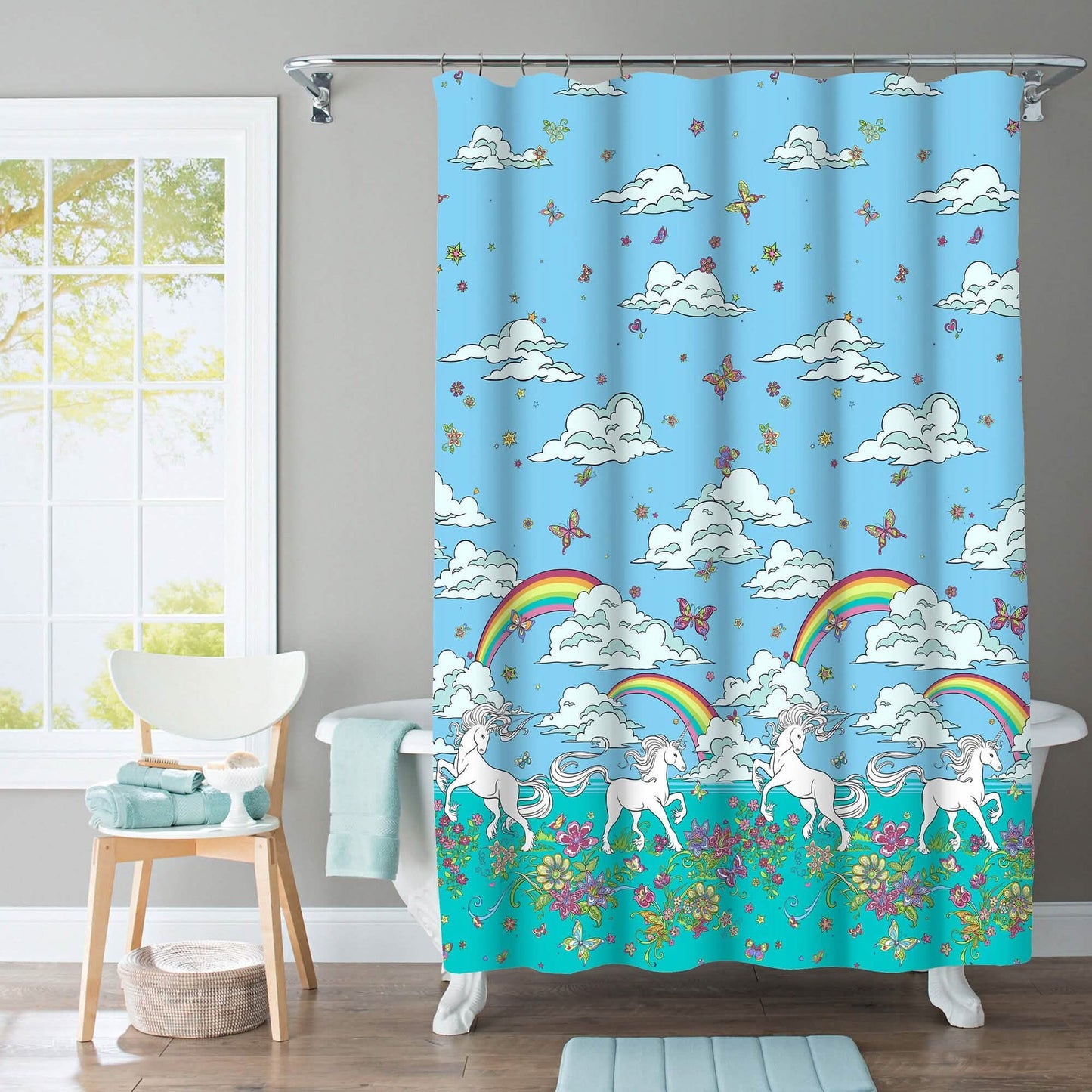 Kidz Mix Unicorn Rainbow Shower Curtain