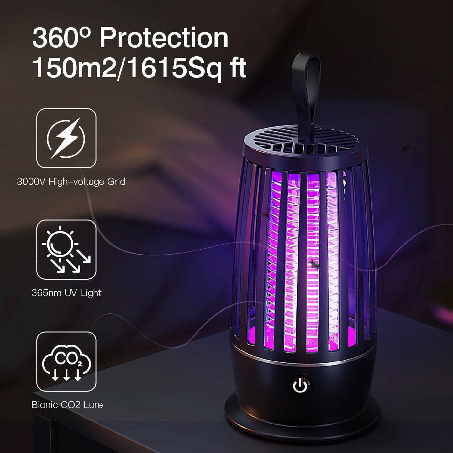 Killer Lamp Bug Zapper with Night Light Strap Mosquito Catcher