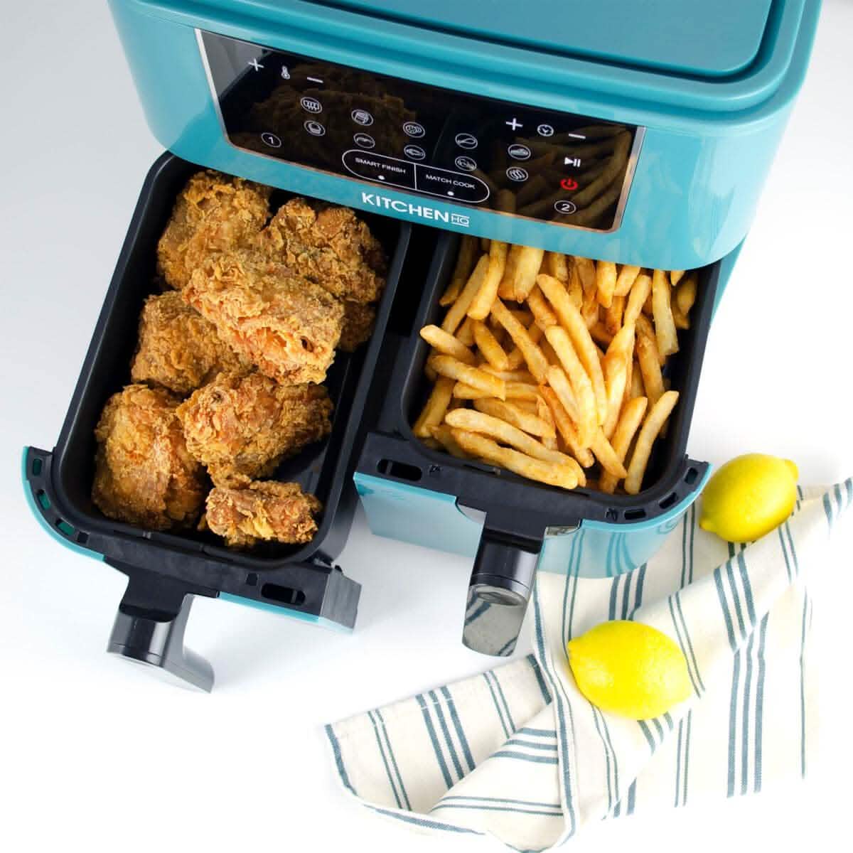 Kitchen HQ 10-in-1 9-Quart Dual Air Fryer with Kebabs (Refurbished)