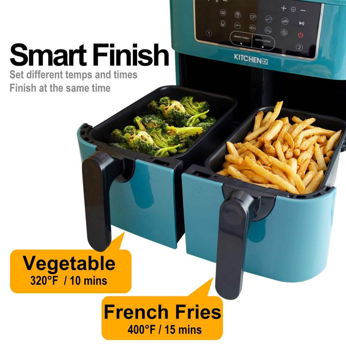 Kitchen HQ 10-in-1 9-Quart Dual Air Fryer with Kebabs (Refurbished)