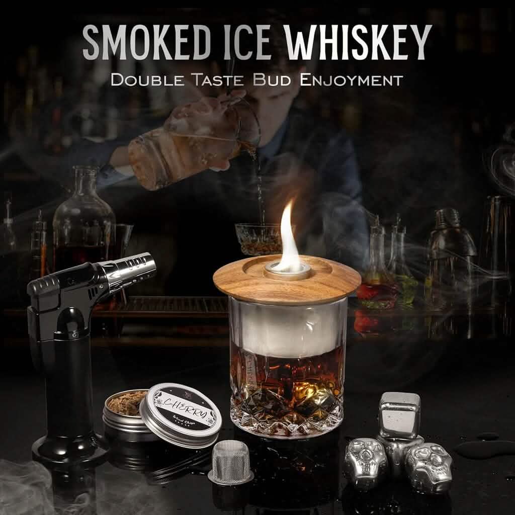 Kitypartsy Cocktail Smoker With Torch, Wood Chips, and Stainless Steel Ice Cubes