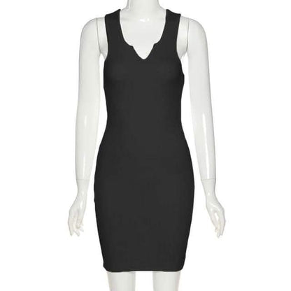 Kliou Cotton Sleeveless V-Neck Ladies Dress