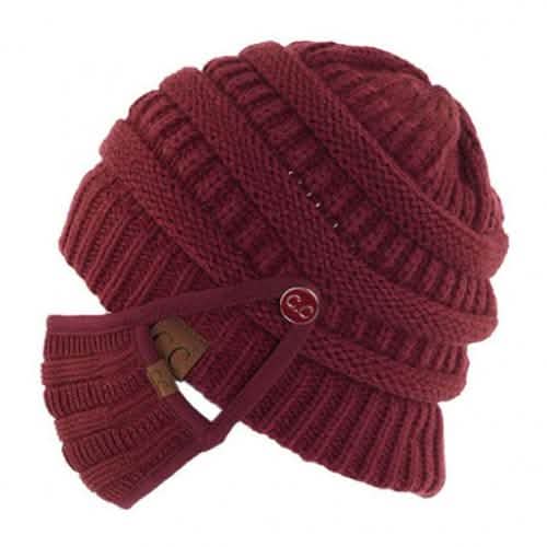 Knit Beanie with Matching Hook-On Mask