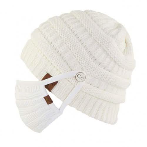 Knit Beanie with Matching Hook-On Mask