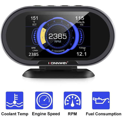 KONNWEI KW206 Car OBD2 HUD Digital Meter RPM Gauge
